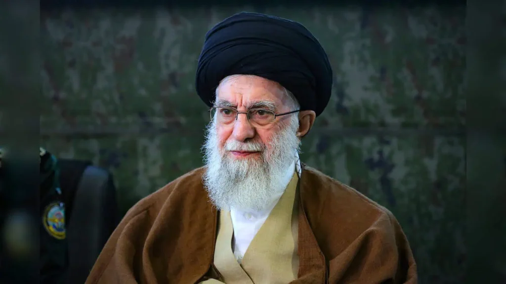 Ali Khamenei portrait – Iran Supreme Leader at center of Tehran strike rumors Portrait of Iran Supreme Leader Ali Khamenei amid global speculation about Tehran missile strike and Middle East tensions.